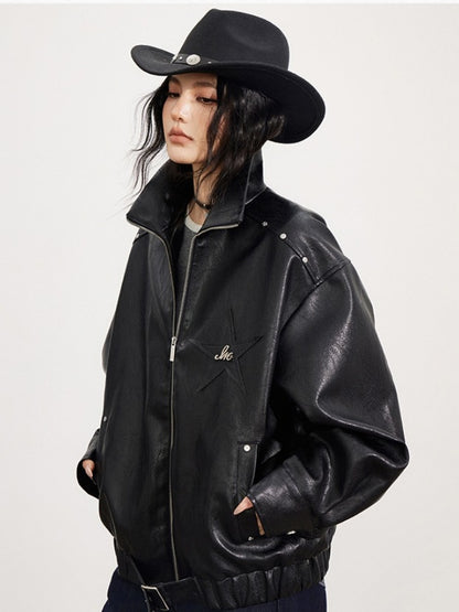 Zipper Moto Leather Jacket