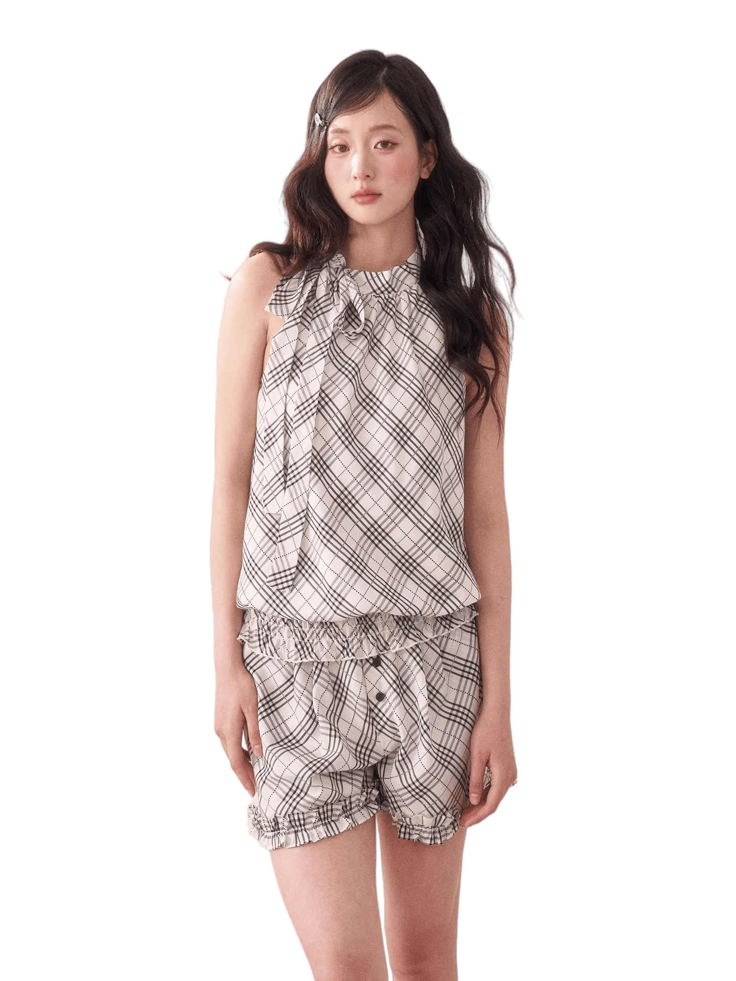 Vintage Plaid Halter Top &amp; Shorts Set