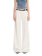 Shell white Mid-rise Fitted Flare Pants - CHINASQUAD