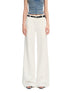 Shell white Mid-rise Fitted Flare Pants - CHINASQUAD