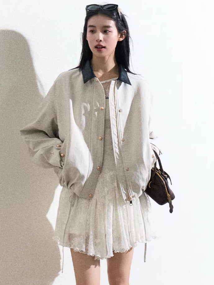 Vintage Intellectual-Style Relaxed Short Jacket