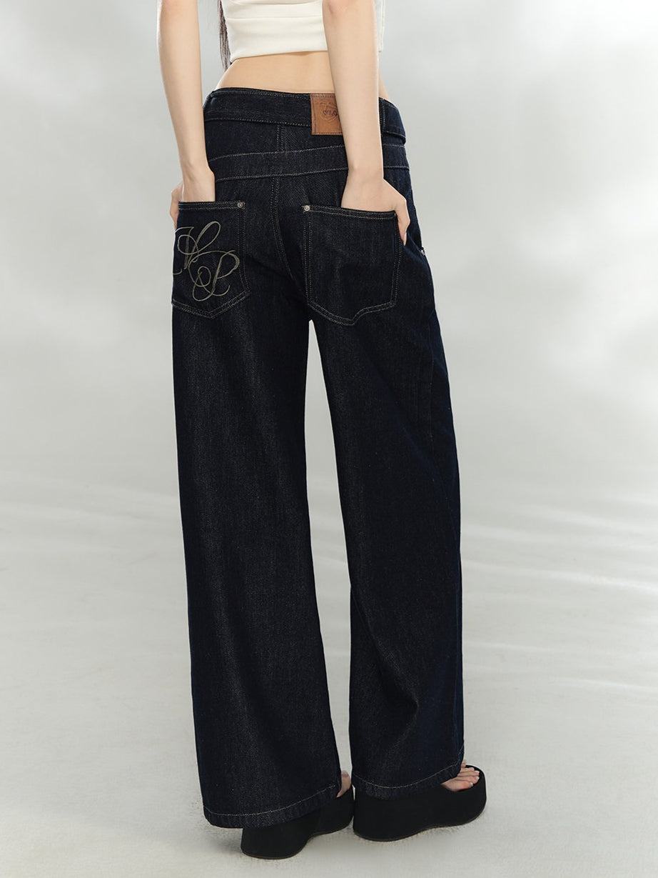 Vintage Raw Denim Straight-Leg Jeans