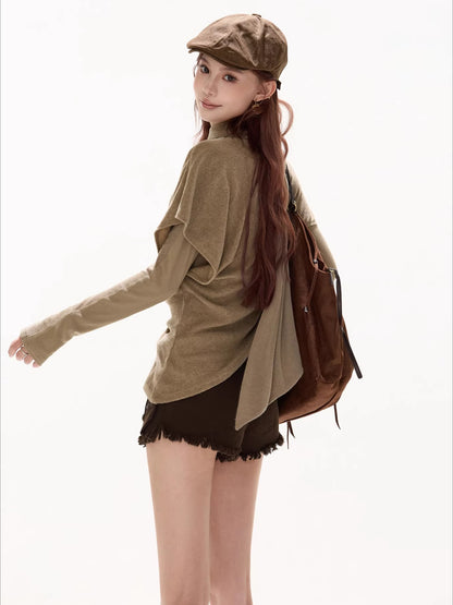 Relaxed Draped Batwing Knit Pullover
