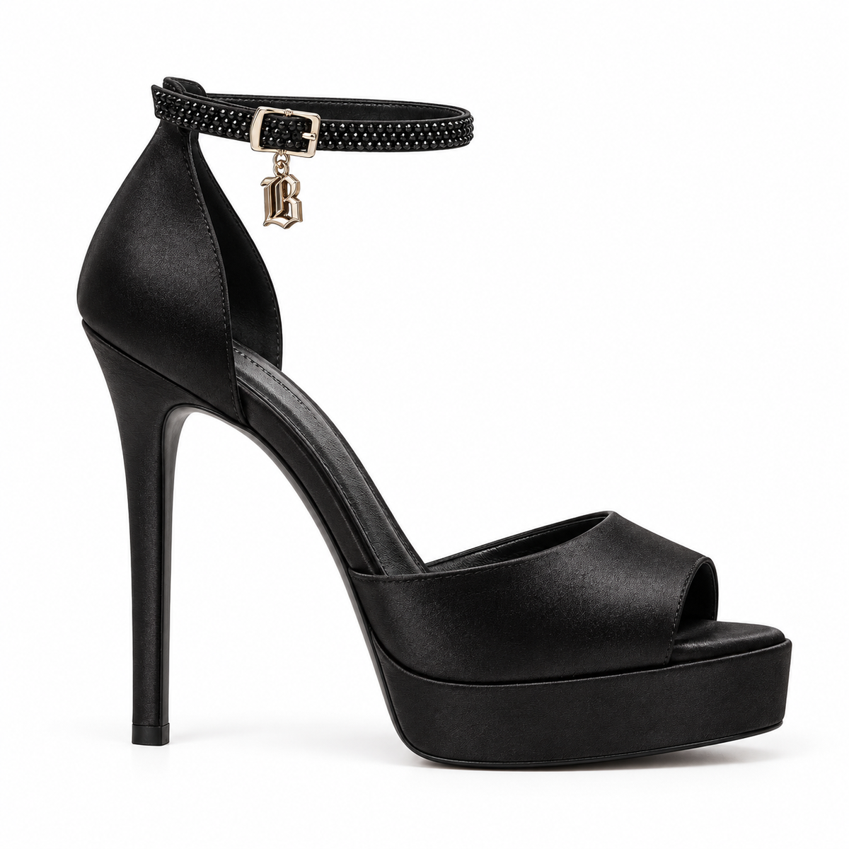 Satin Platform Peep-Toe Heels