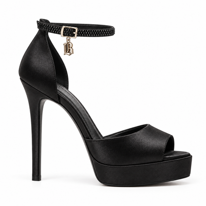 Satin Platform Peep-Toe Heels