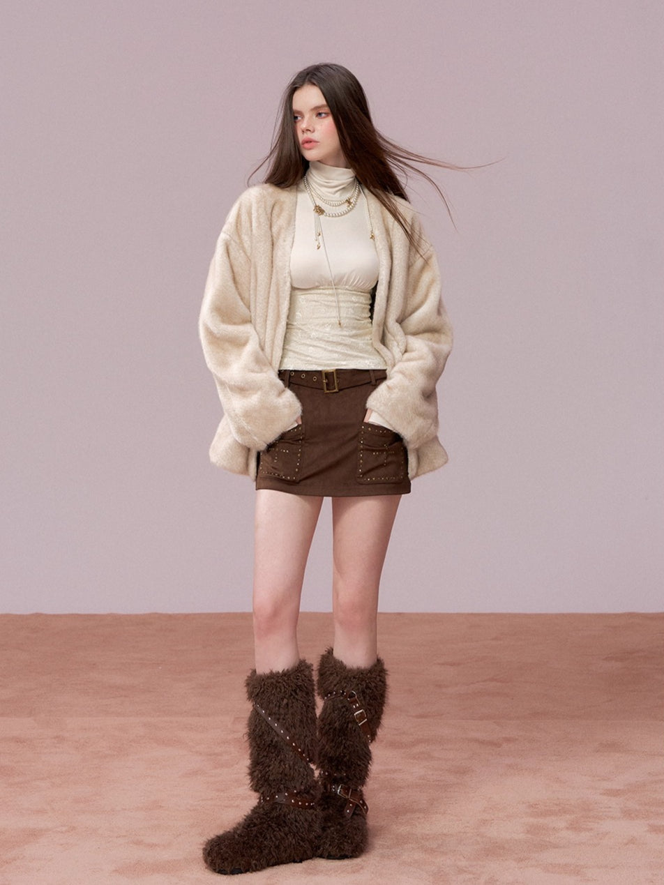 Ombre Faux Fur Statement Jacket