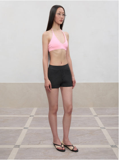 Layered Color Blocking U-Neck Halter Vest