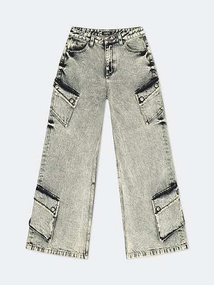 Wild Mustang Multi-pocket Denim Pants