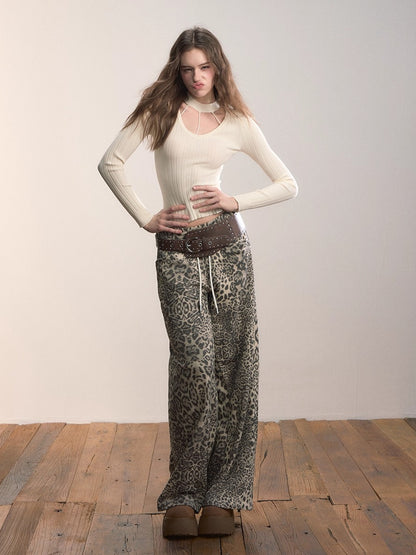 Contrast Waistband Straight-Leg Cotton Sweatpants