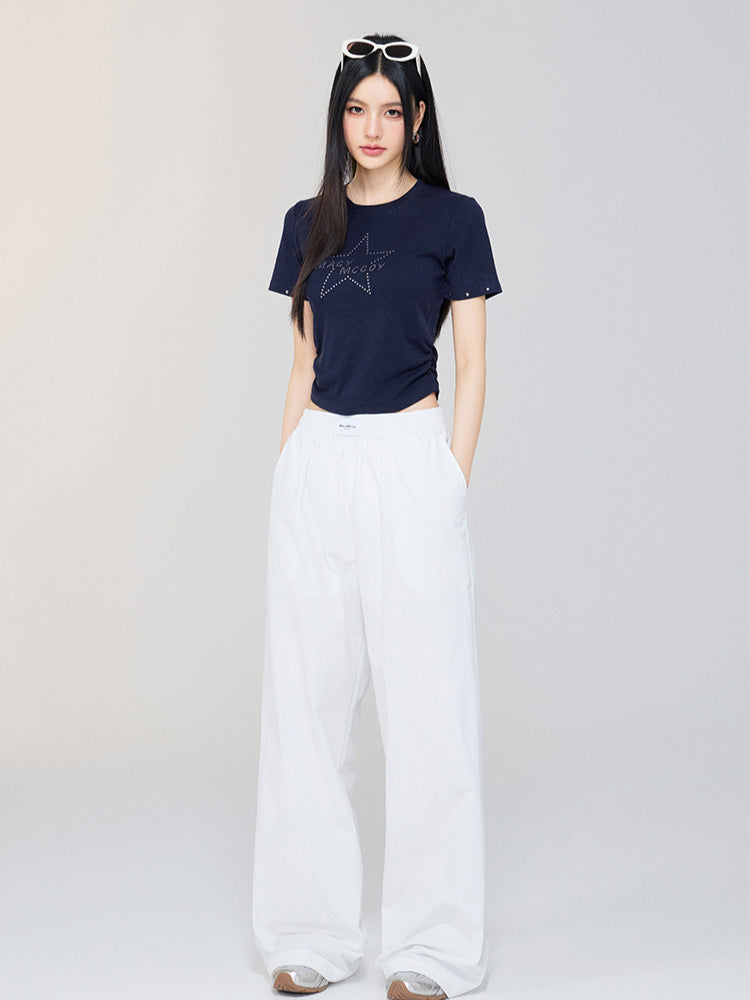 Star Rhinestone Letter Shoulder Tee