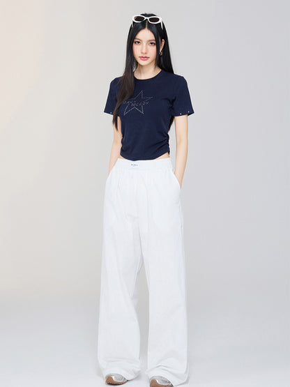 Star Rhinestone Letter Shoulder Tee