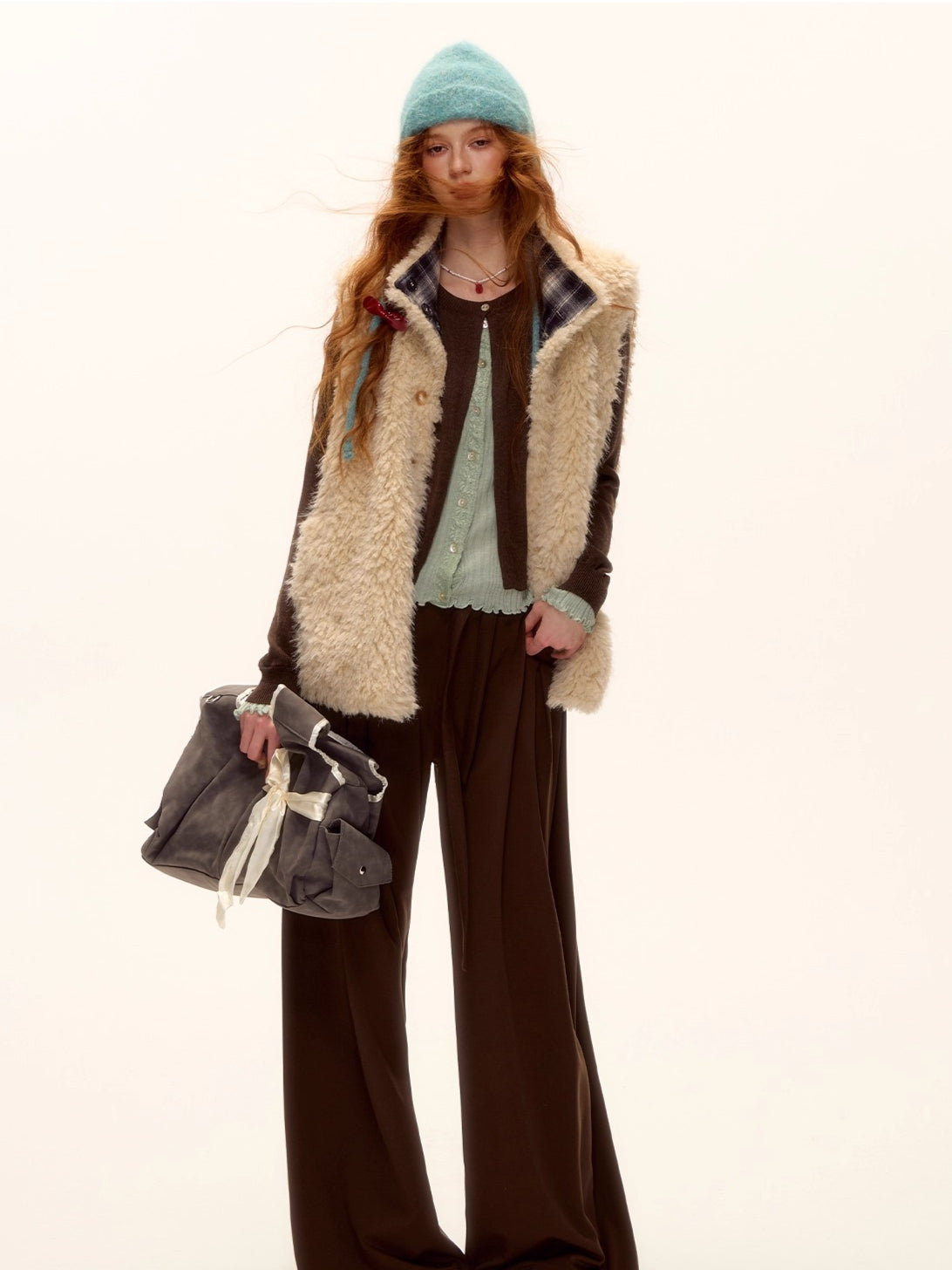 Reversible Plaid Fleece Button-Up Vest