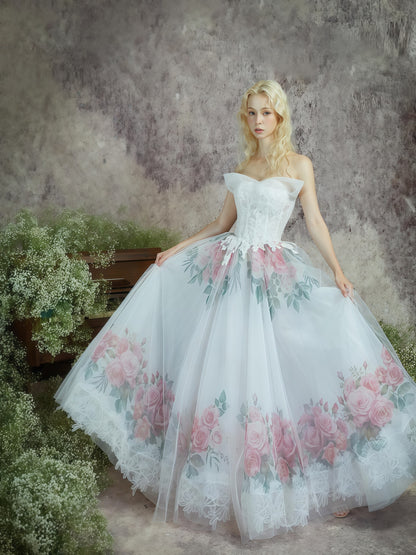 فستان سهرة Rosette Whisper مكشوف الأكتاف ومطبع