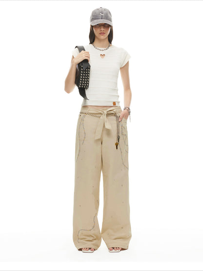 Heart Cut-Out Linen Blend Slim Tee