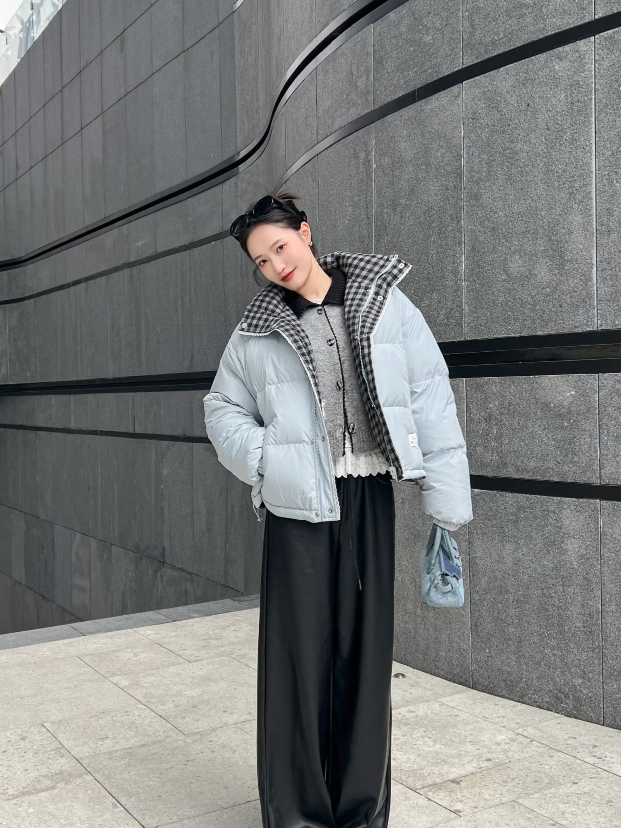 Lace-Trim Reversible Down Jacket