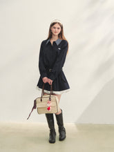 Black Lapel Checkered Panel Tulip Dress - CHINASQUAD