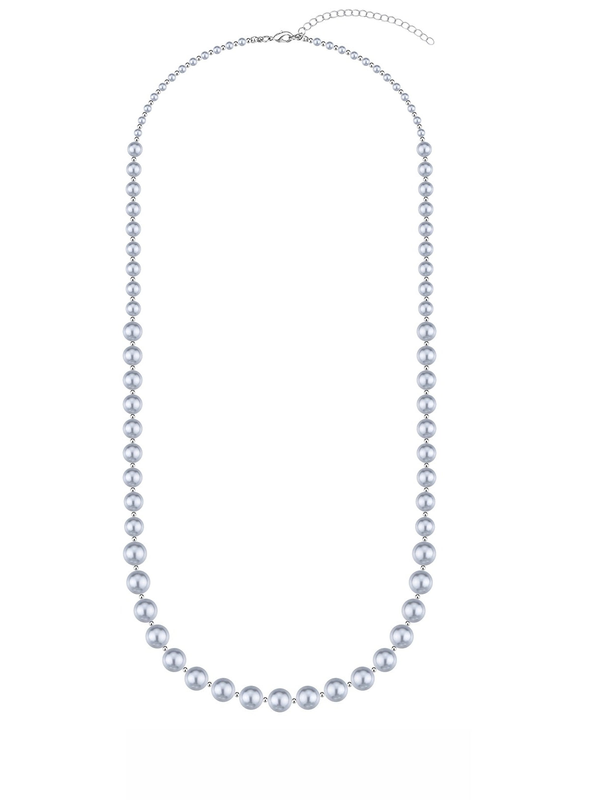 Minimalist Silver Pearl Long Necklace