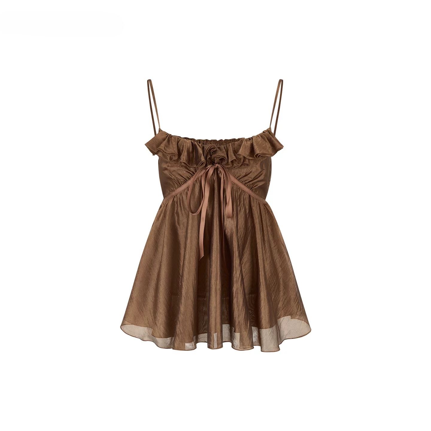 Ruffled Trim Acetate Slim-Fit Camisole