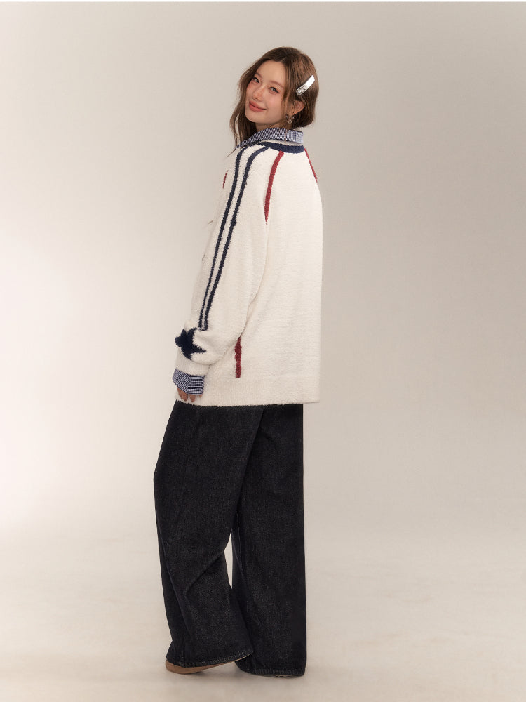 American Sports Bow Embroidered Sweater