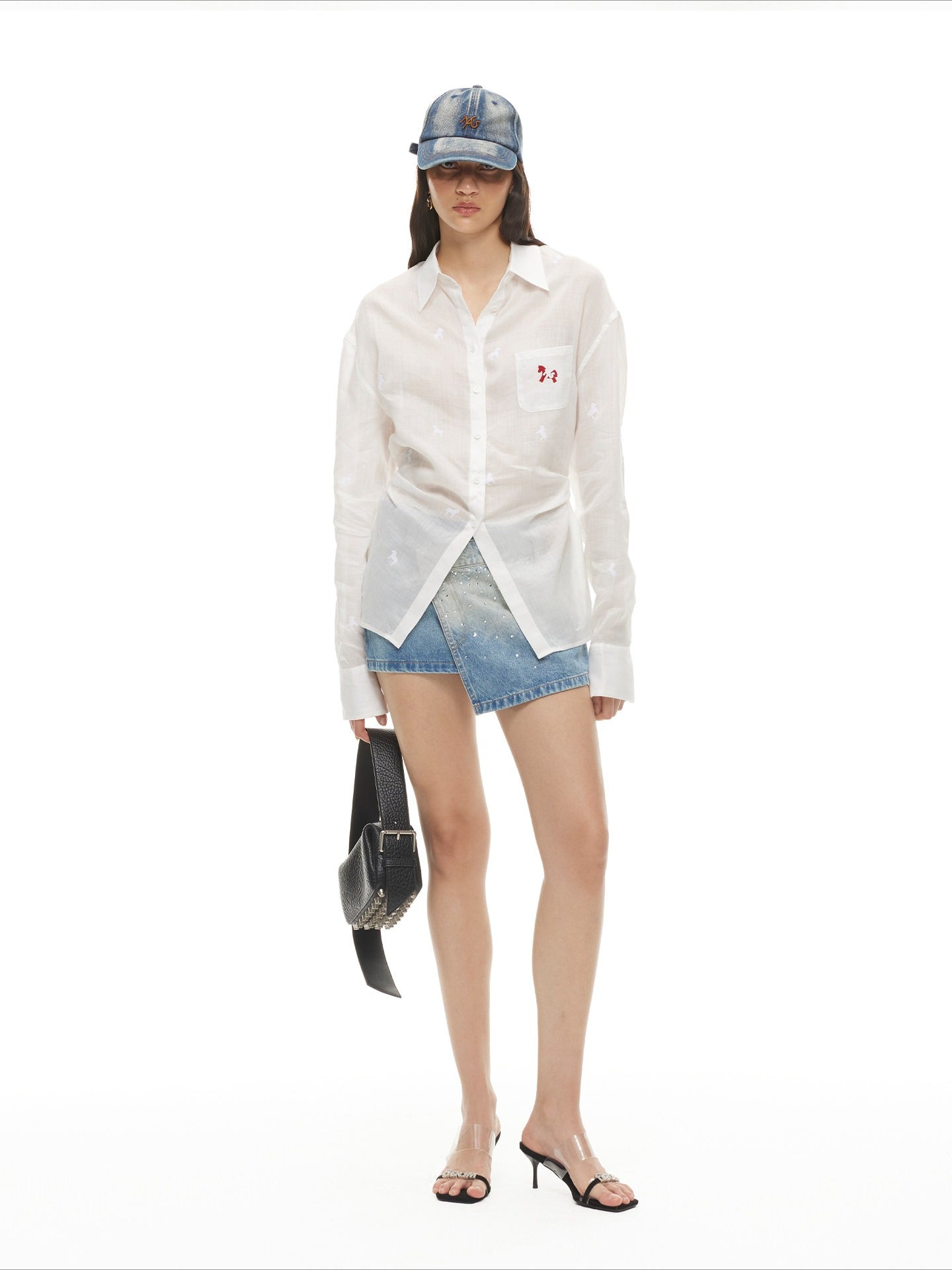 Twisted Pony Print Tie-Front Lyocell Ramie Shirt