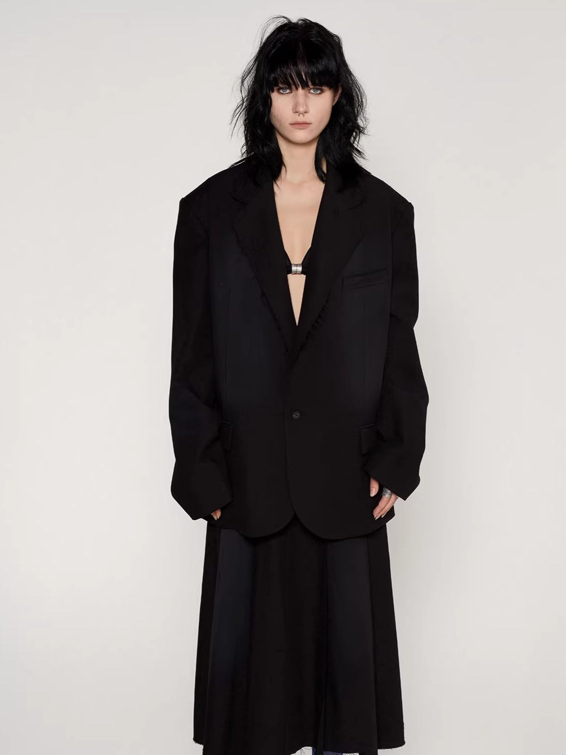 Vintage Washed Fringe-Edge Casual Blazer