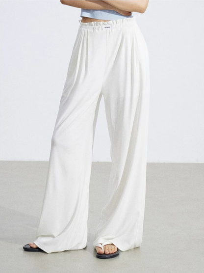 Lace-Trim Flowing Wide-Leg Pants