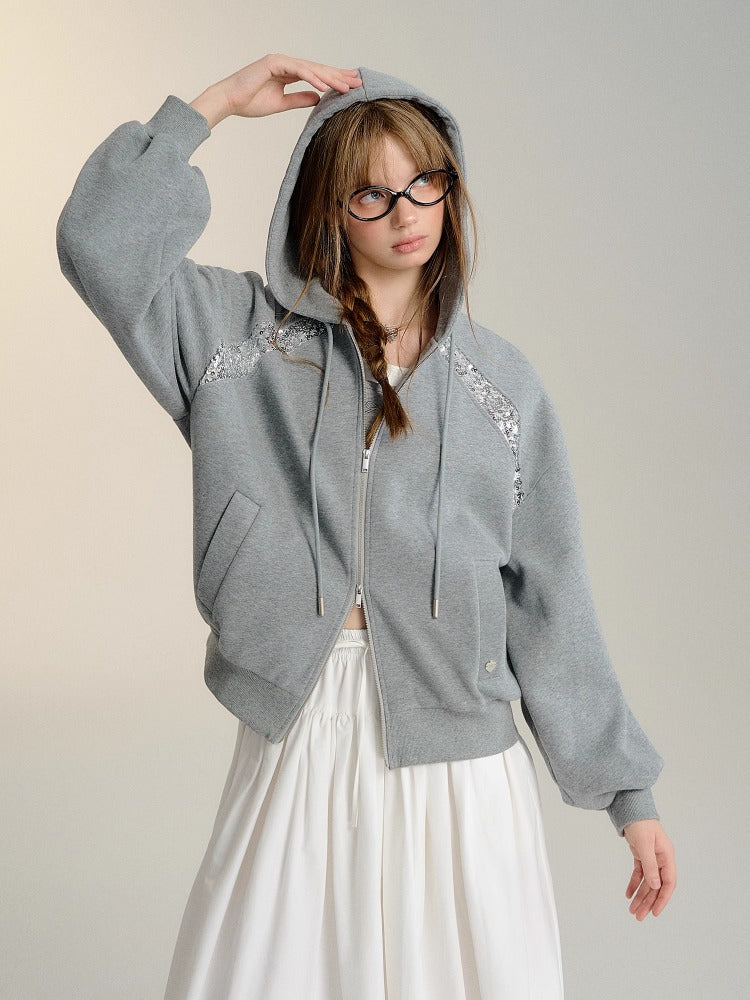 Gray Oversized Hooded Sweatshirt