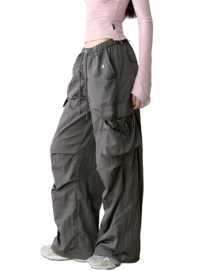 Mesh Pocket Cargo Wide-Leg Pants