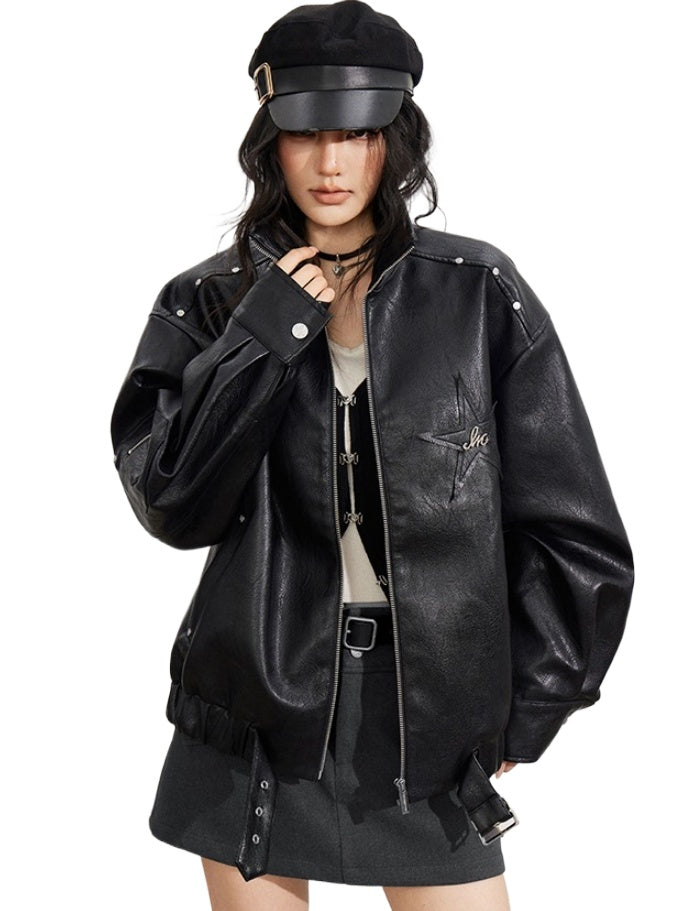 Zipper Moto Leather Jacket
