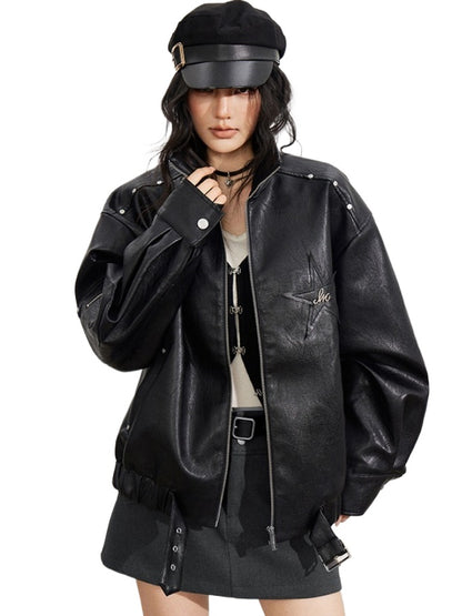 Zipper Moto Leather Jacket
