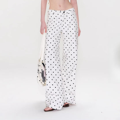 Vintage Polka Dot V-Waist Denim Pants
