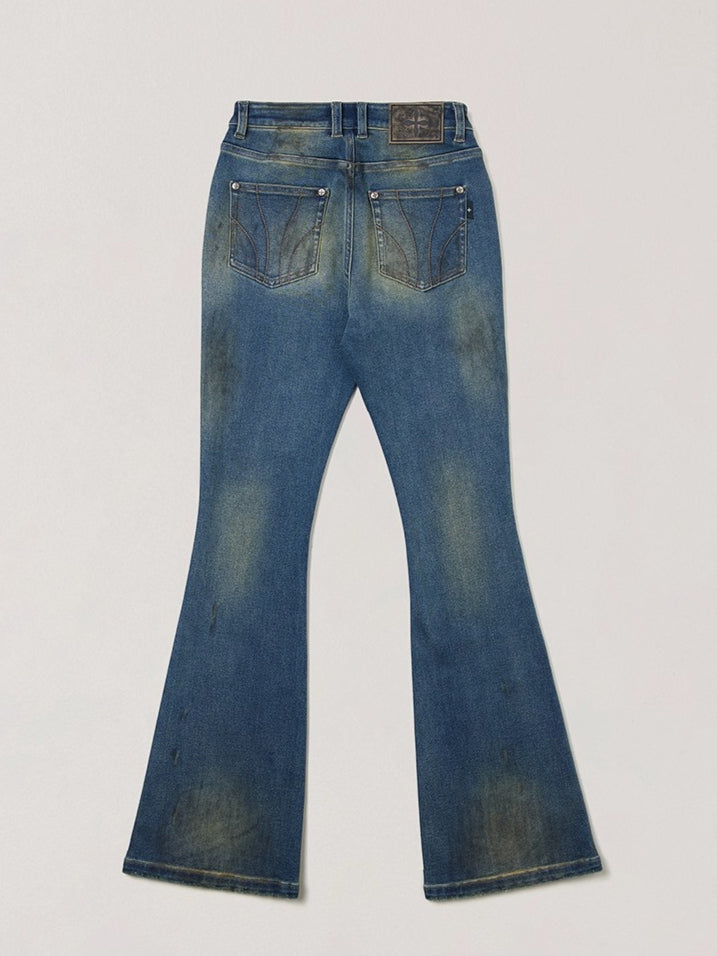 Desert Storm Hand-Painted Flared Jeans