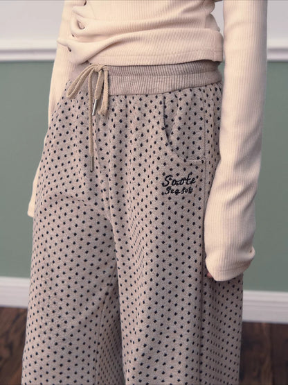 Polka Dot High-Waist Wide-Leg Pants