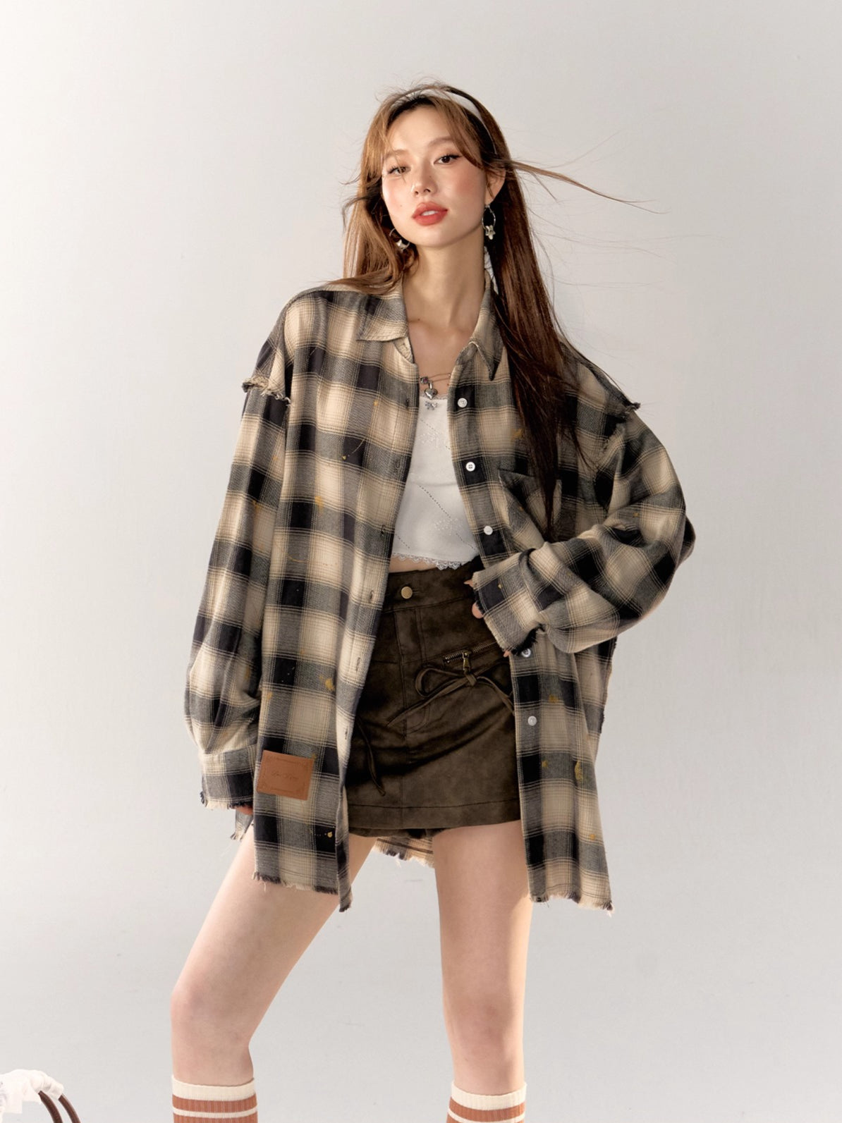 Black &amp; Blue Vintage Plaid Shirt - CHINASQUAD