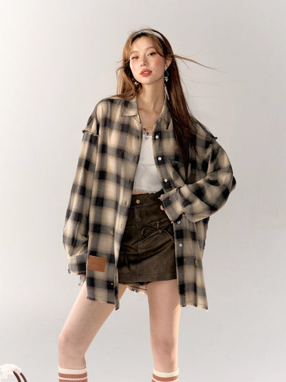 Black &amp; Blue Vintage Plaid Shirt - CHINASQUAD