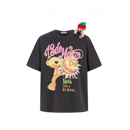 Bear Graphic Lollipop Oversized T-shirt