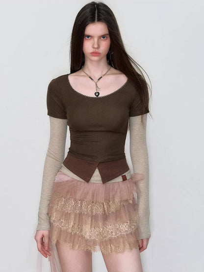 Faux Layered Long-Sleeve T-Shirt