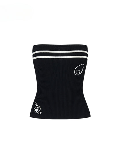 Contrast Color Knitted Bandeau Top &amp; Shorts Set - CHINASQUAD