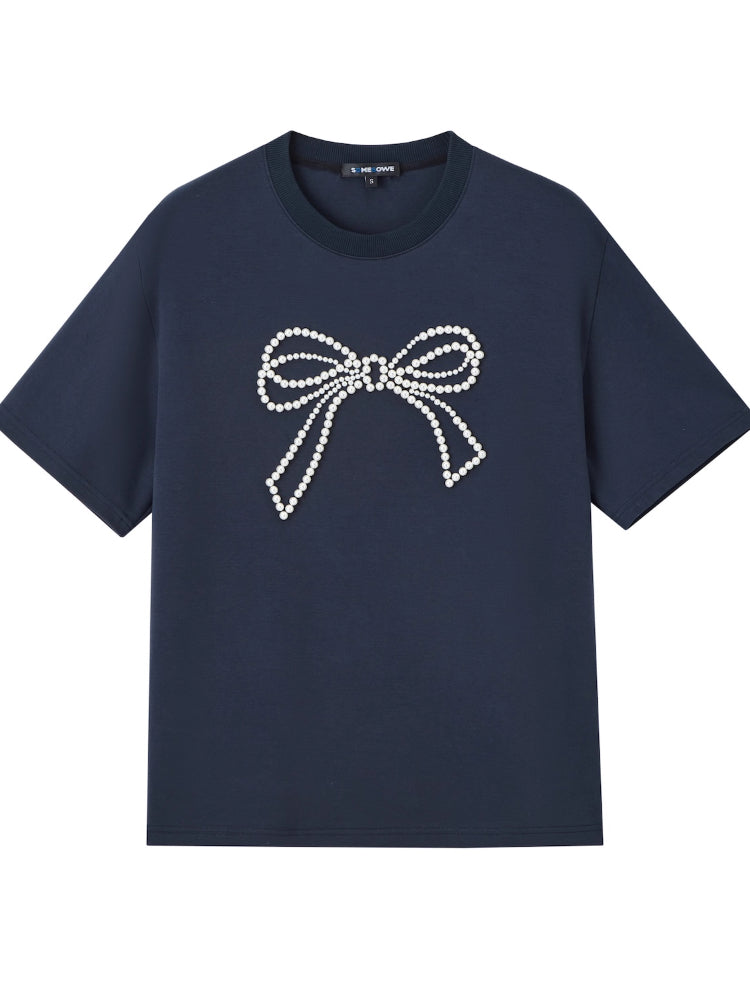 Beaded Bow-knot T-Shirt - CHINASQUAD