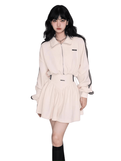 Tennis Waffle Sweatshirt &amp; Mini Skirt Set