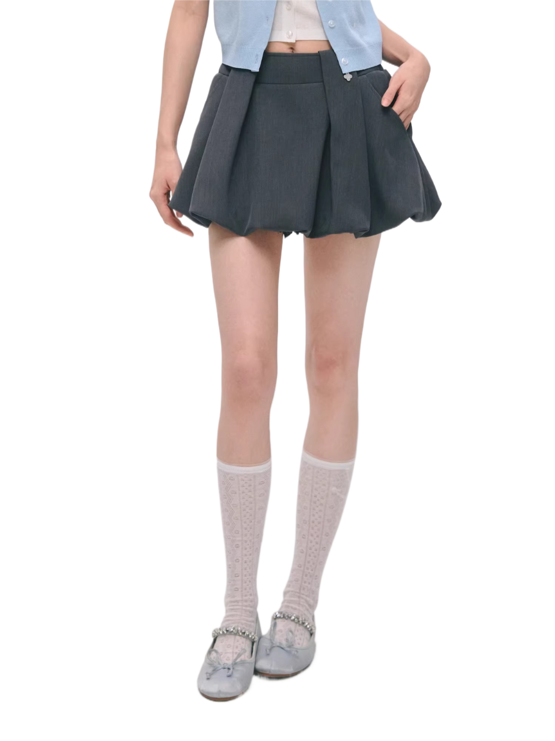 Preppy Pleated Bubble Mini Skirt