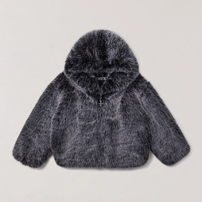 Cross Relic Oversized Faux Fur Hoodie