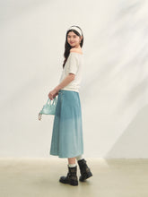 Beaded Washed Gradient Denim Skirt - CHINASQUAD