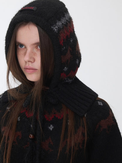 Fair Isle Pony Jacquard Chunky Knit Sweater