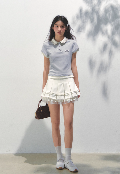 Pink Spliced Faux Two-piece T-shirt - CHINASQUAD