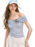 Striped Off - Shoulder Rose T - shirt - CHINASQUAD