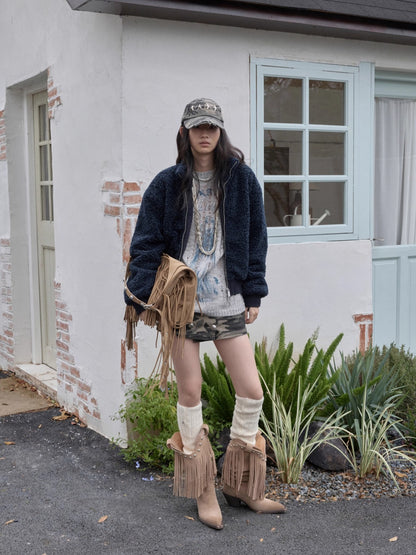 Washed Camo Double-Breasted Canvas Skort