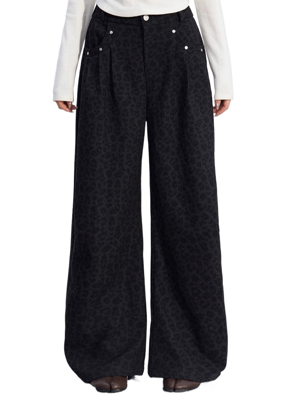 Wool-Blend Wide-Leg Trousers