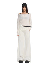 Boat Neck Slightly Sheer Knotted Open-back T-shirt - CHINASQUAD