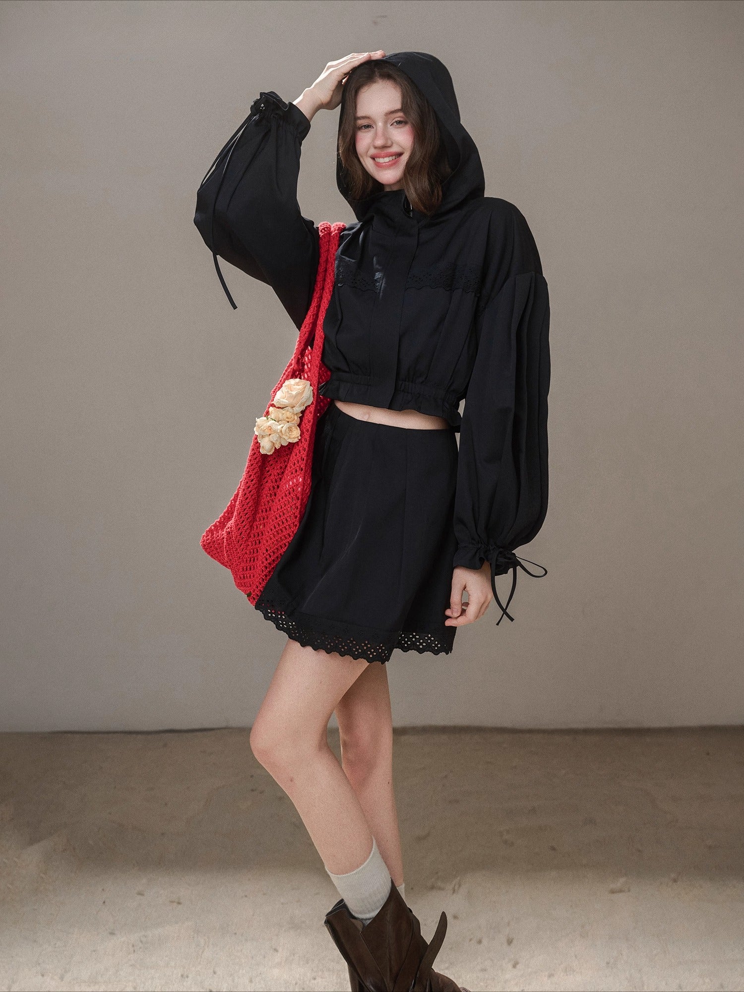 “Reading Time” Cotton Trench &amp; Skirt Set